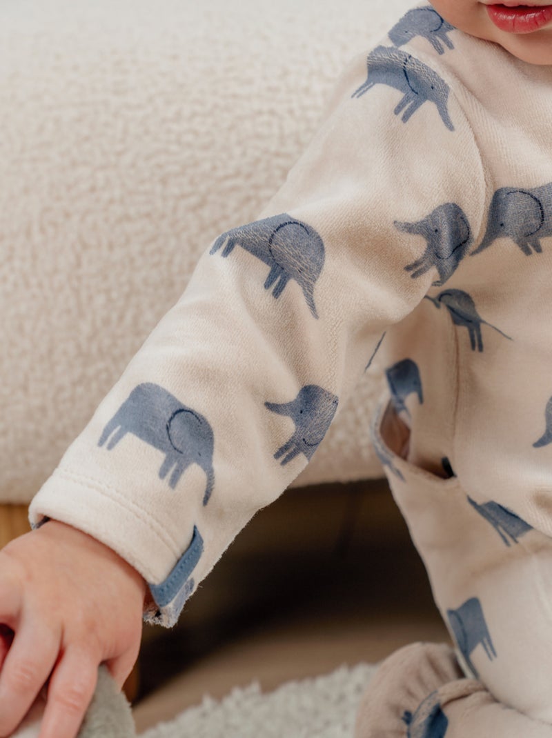 Pyjama en velours imprimé éléphant Bali Noukie's Beige - Kiabi