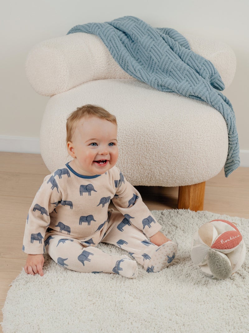 Pyjama en velours imprimé éléphant Bali Noukie's Beige - Kiabi