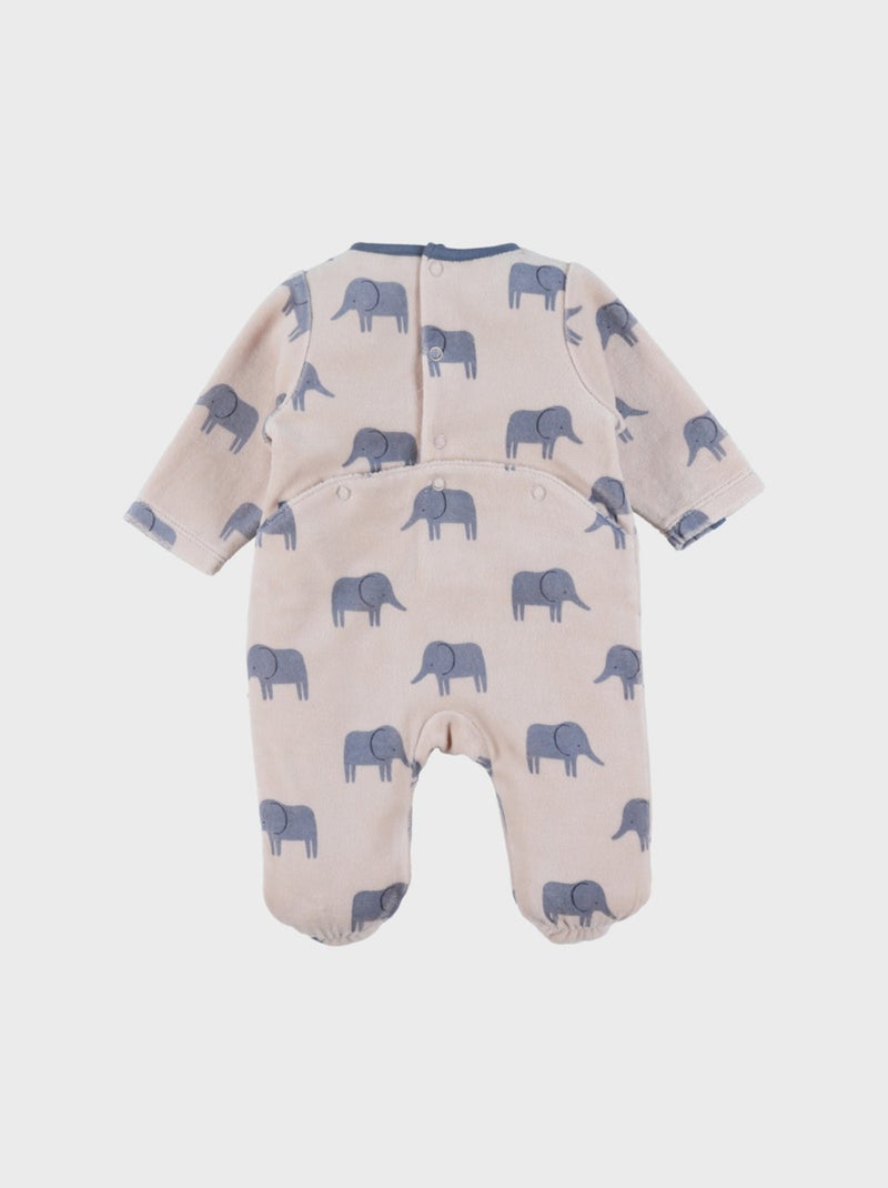 Pyjama en velours imprimé éléphant Bali Noukie's Beige - Kiabi