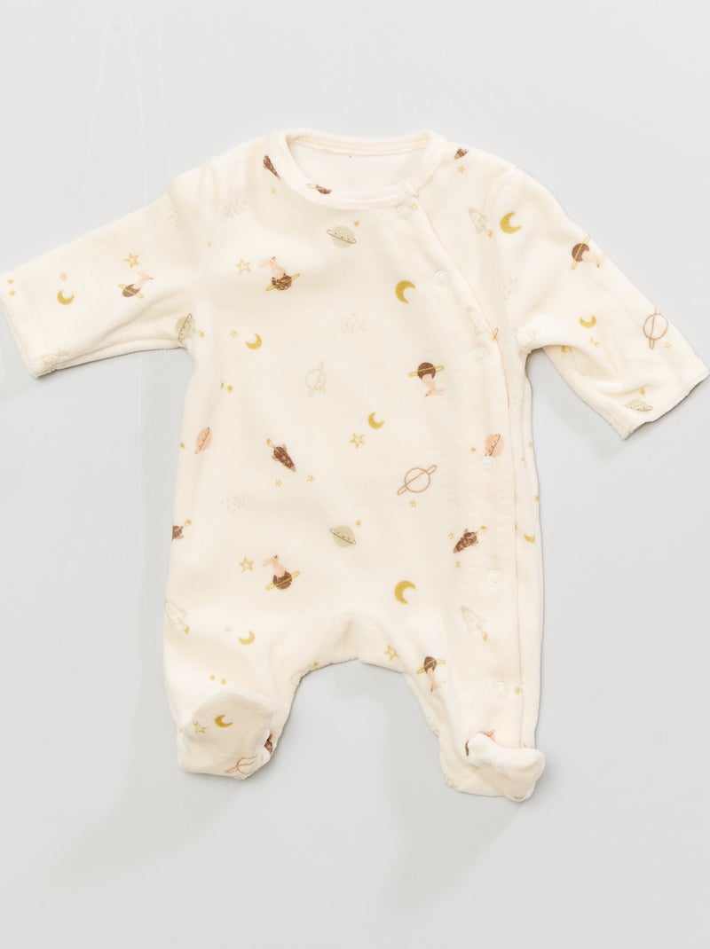 Pyjama en velours imprimé 'espace' Blanc/Jaune - Kiabi