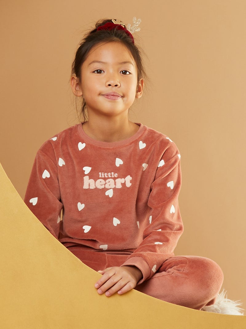 Pyjama en velours imprimé orange - Kiabi