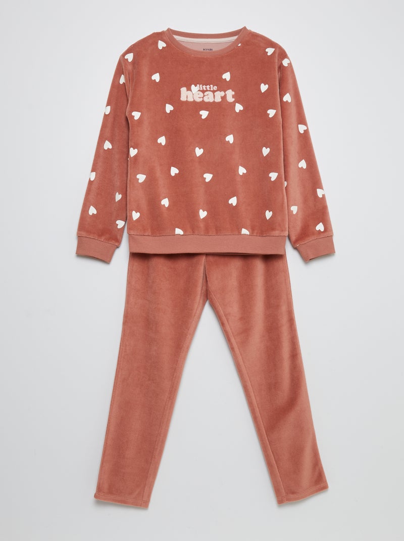 Pyjama en velours imprimé orange - Kiabi
