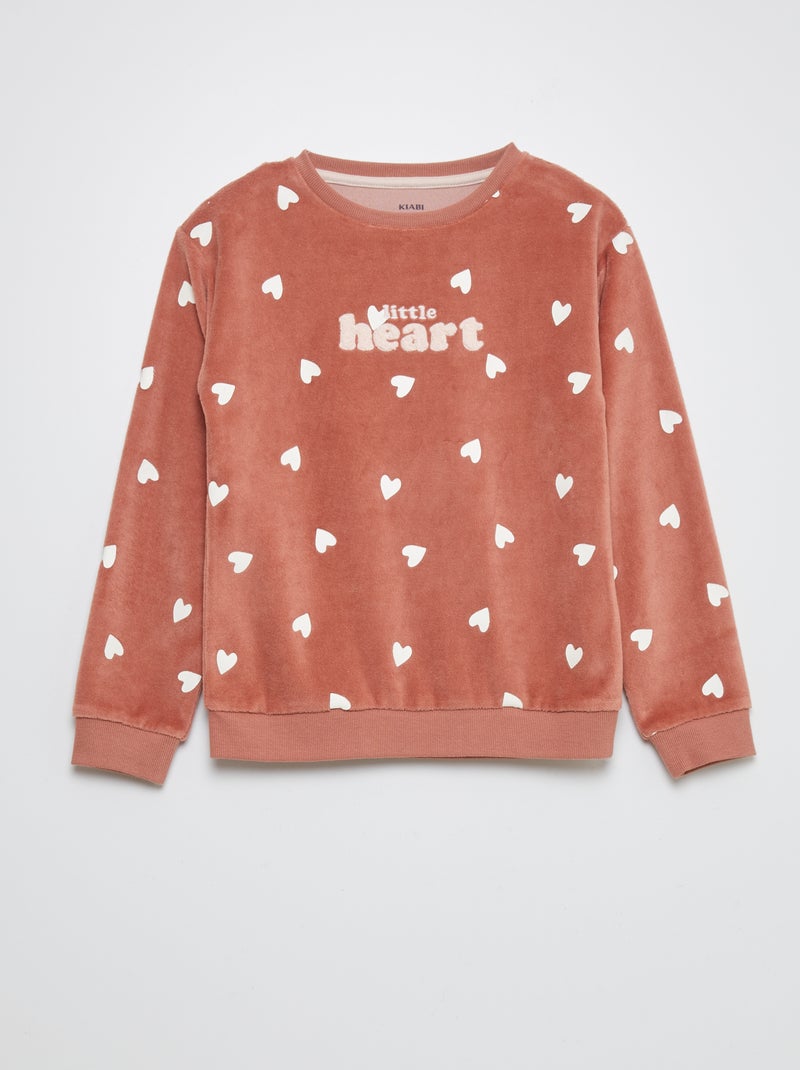 Pyjama en velours imprimé orange - Kiabi