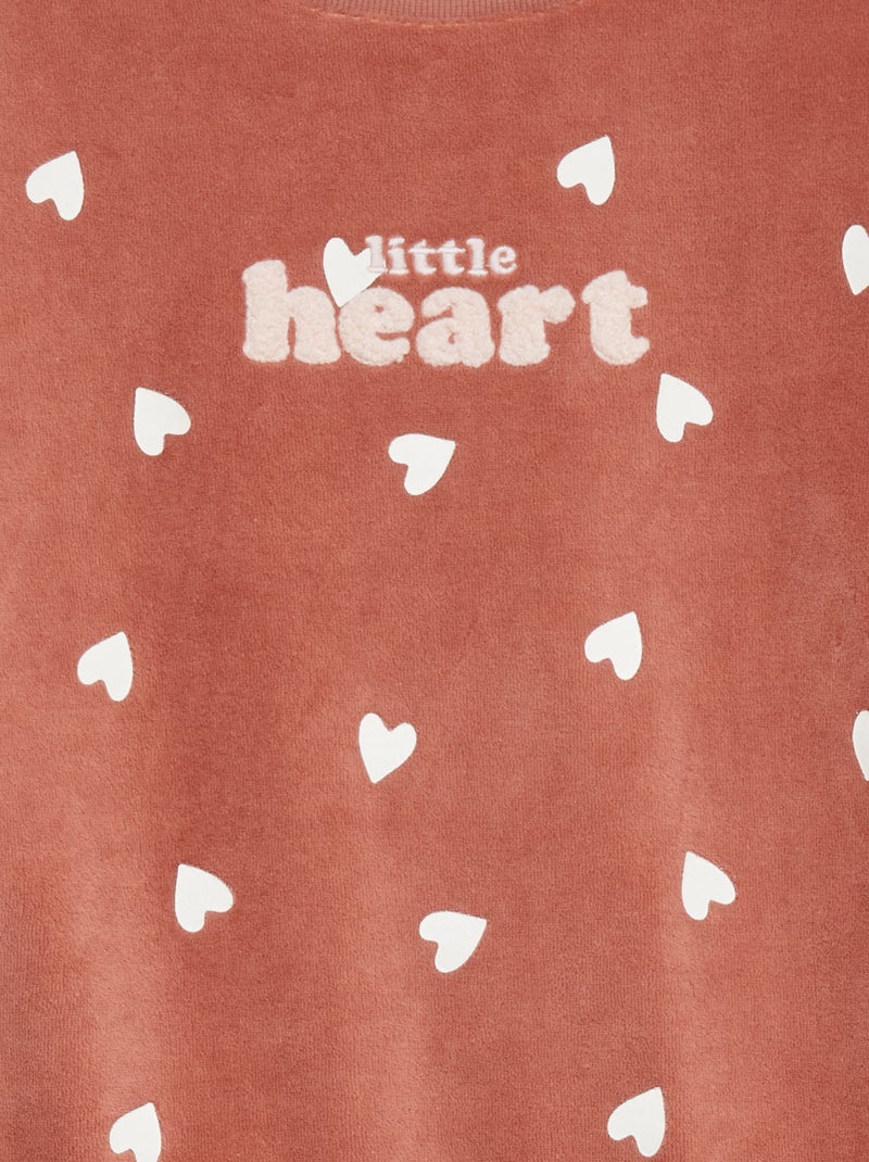 Pyjama en velours imprimé orange - Kiabi