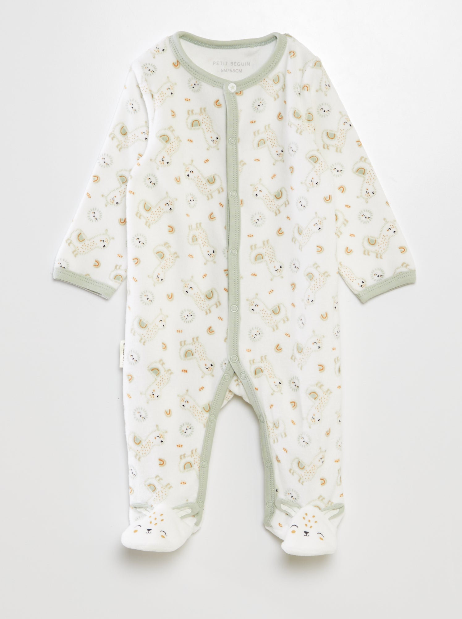 Pyjama Une-pièce En Velours Marron Petit Beguin, Taille 24 Mois, Motif Animal - Neuf Avec étiquettes
