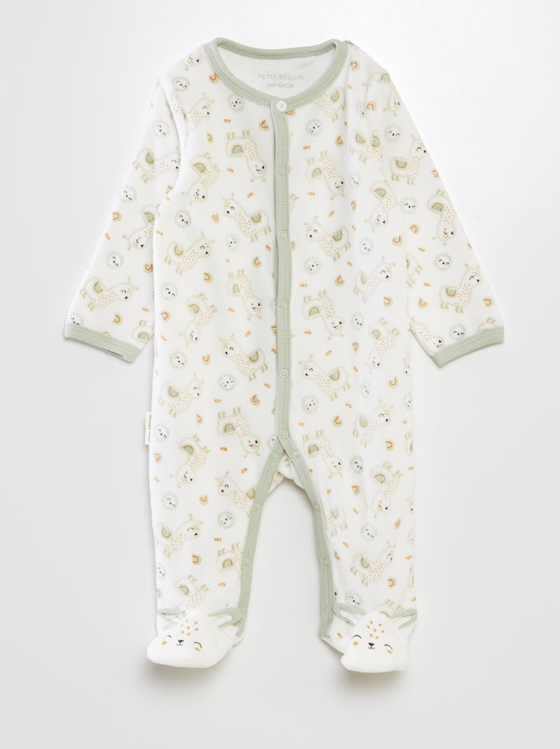 Pyjama en velours lama 'Petit Béguin' Beige - Kiabi