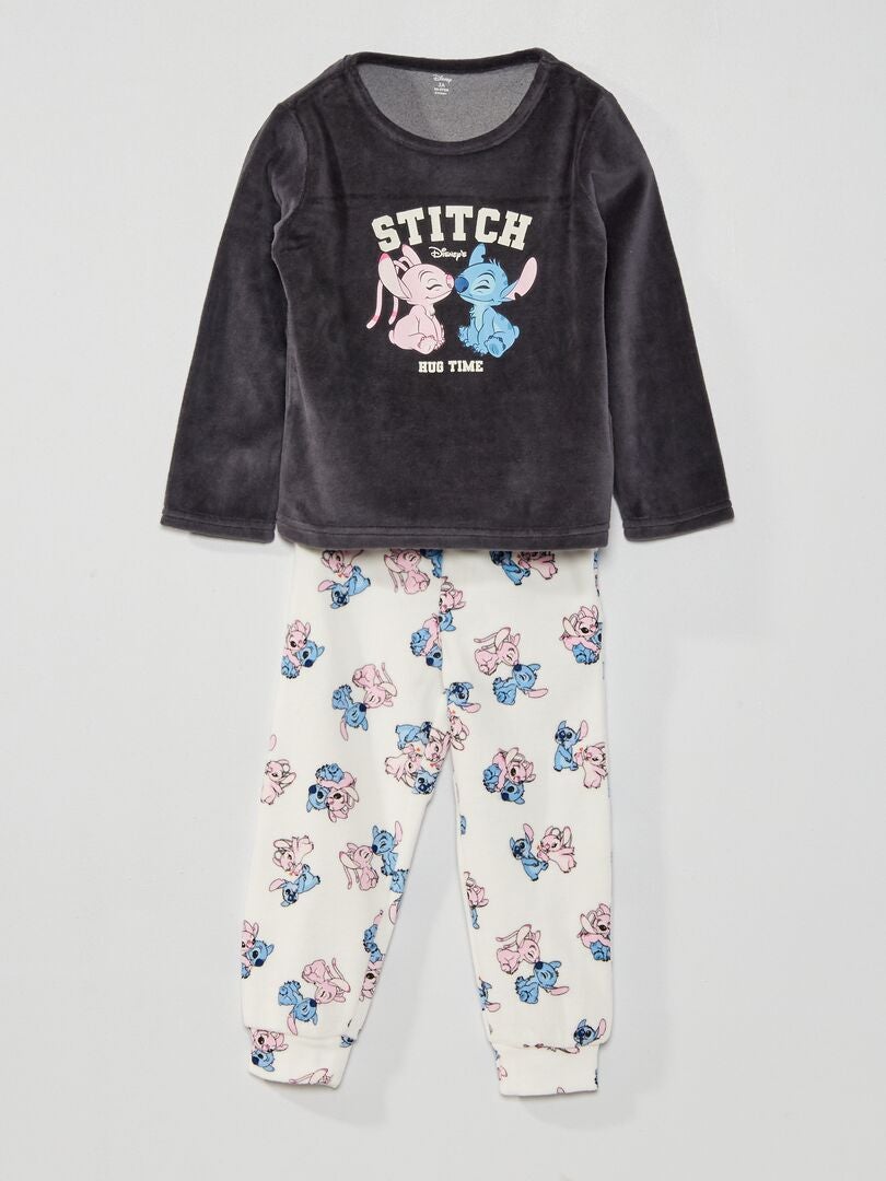 Pyjama en velours 'Lilo & Stitch' - 2 pièces Gris/blanc - Kiabi