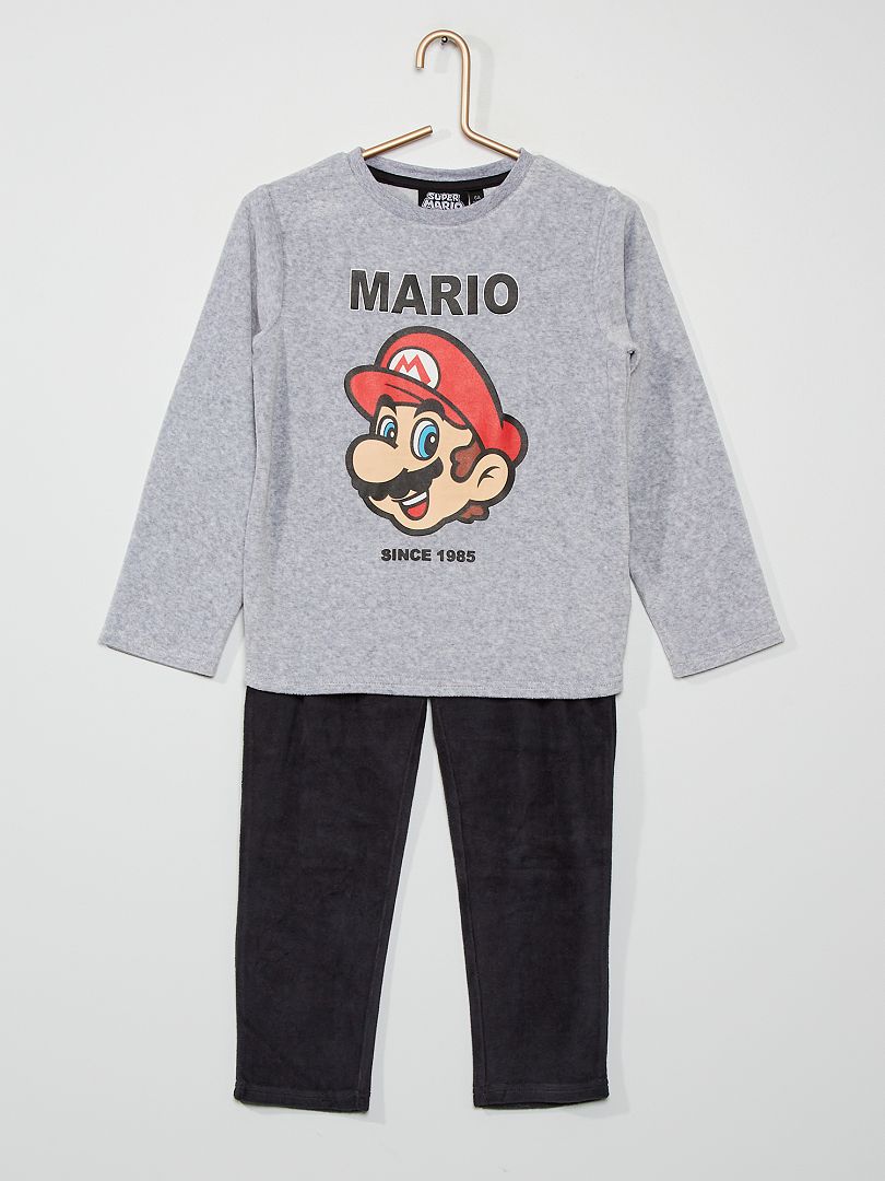 Pyjama en velours 'Mario' 2 pièces GRIS - Kiabi