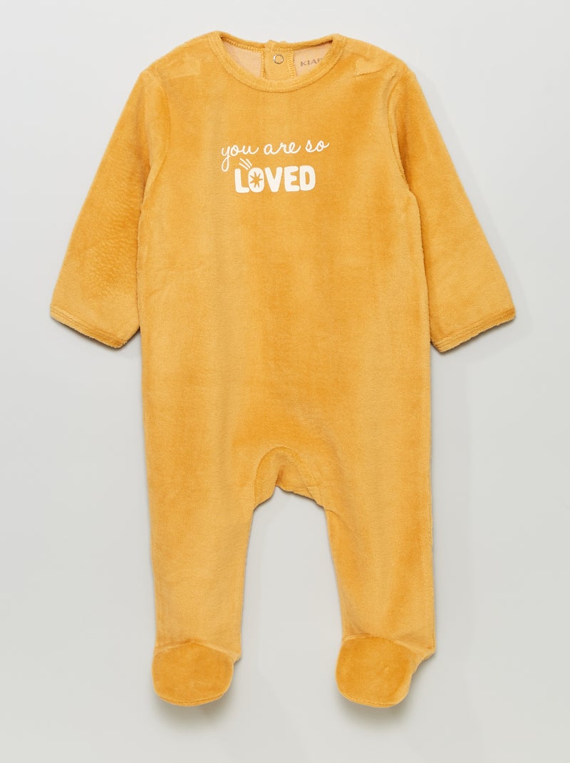 Pyjama en velours message imprimé Jaune - Kiabi