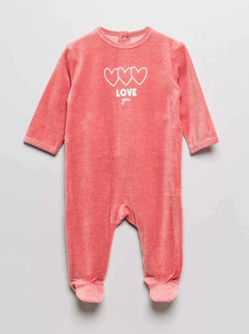 Pyjama en velours message imprimé Rose bonbon - Kiabi