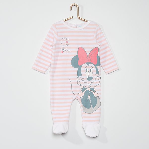 Pyjama En Velours Minnie Bebe Fille Rose Blanc Kiabi 14 00