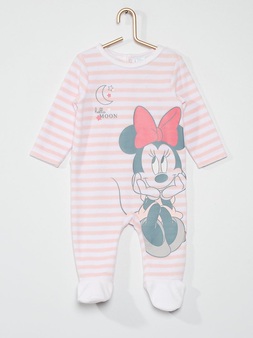 Pyjama en velours 'Minnie' rose/blanc - Kiabi