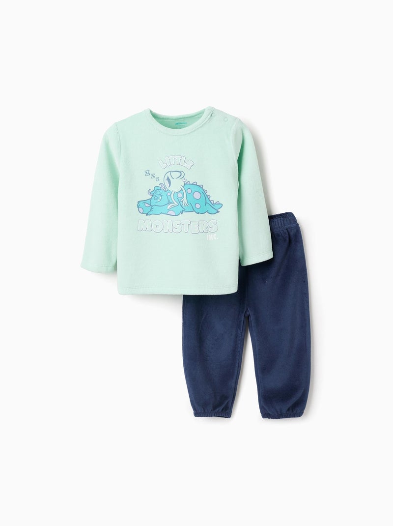 Pyjama en Velours Monstres et Cie Vert clair - Kiabi