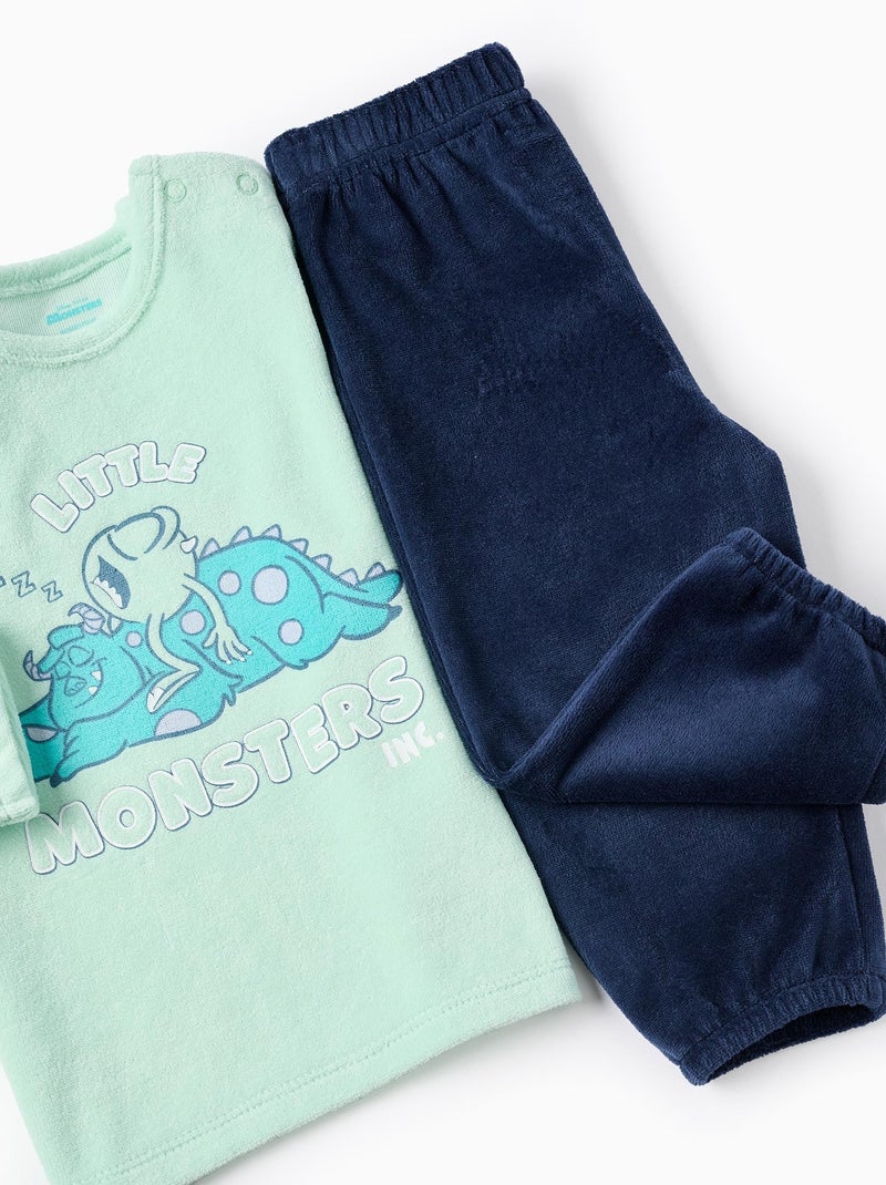 Pyjama en Velours Monstres et Cie Vert clair - Kiabi