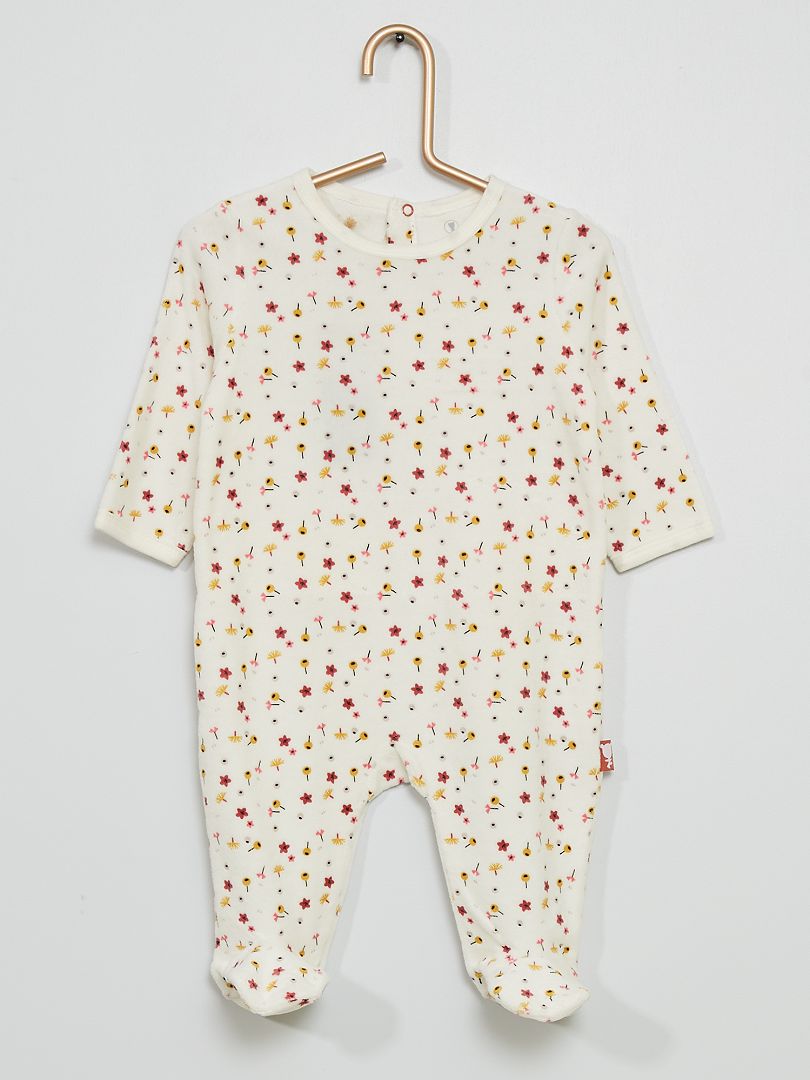 Pyjama en velours 'Petit béguin' beige - Kiabi