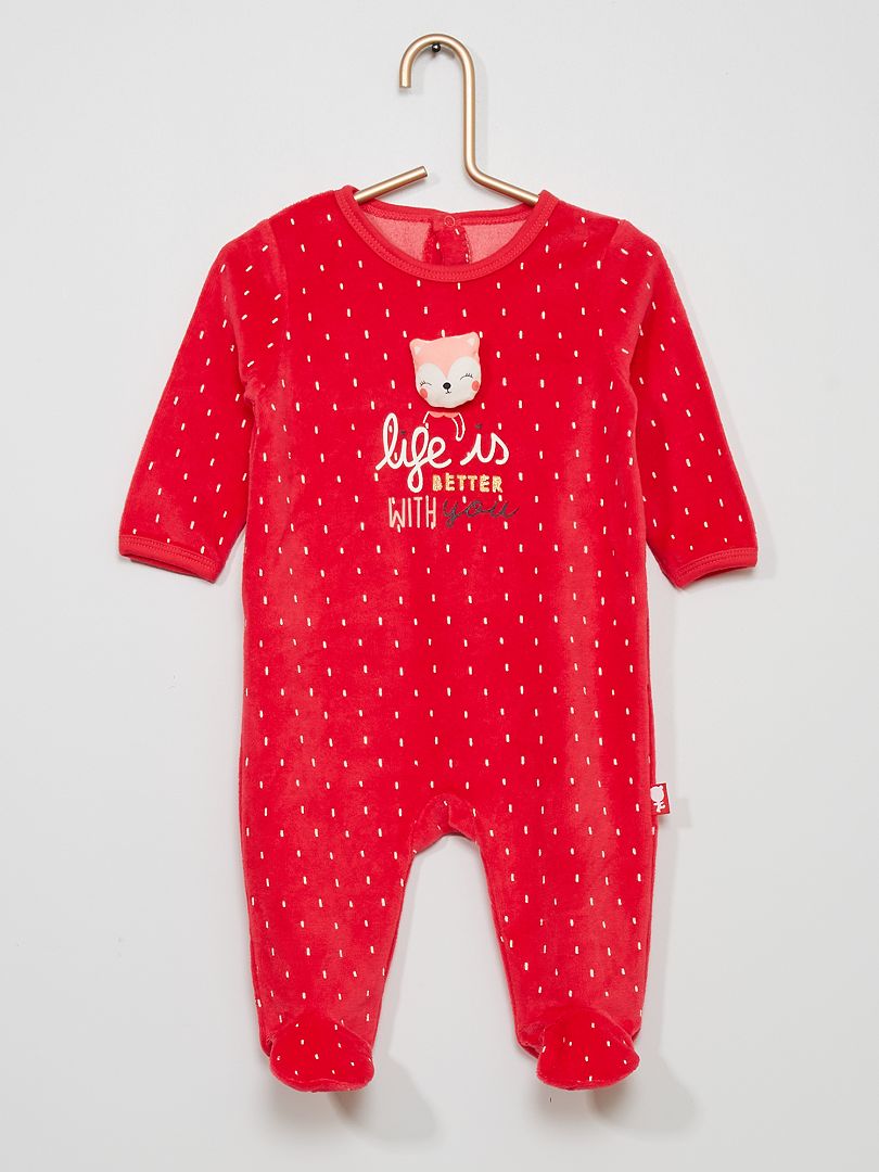 Pyjama en velours 'Petit Béguin' rose - Kiabi