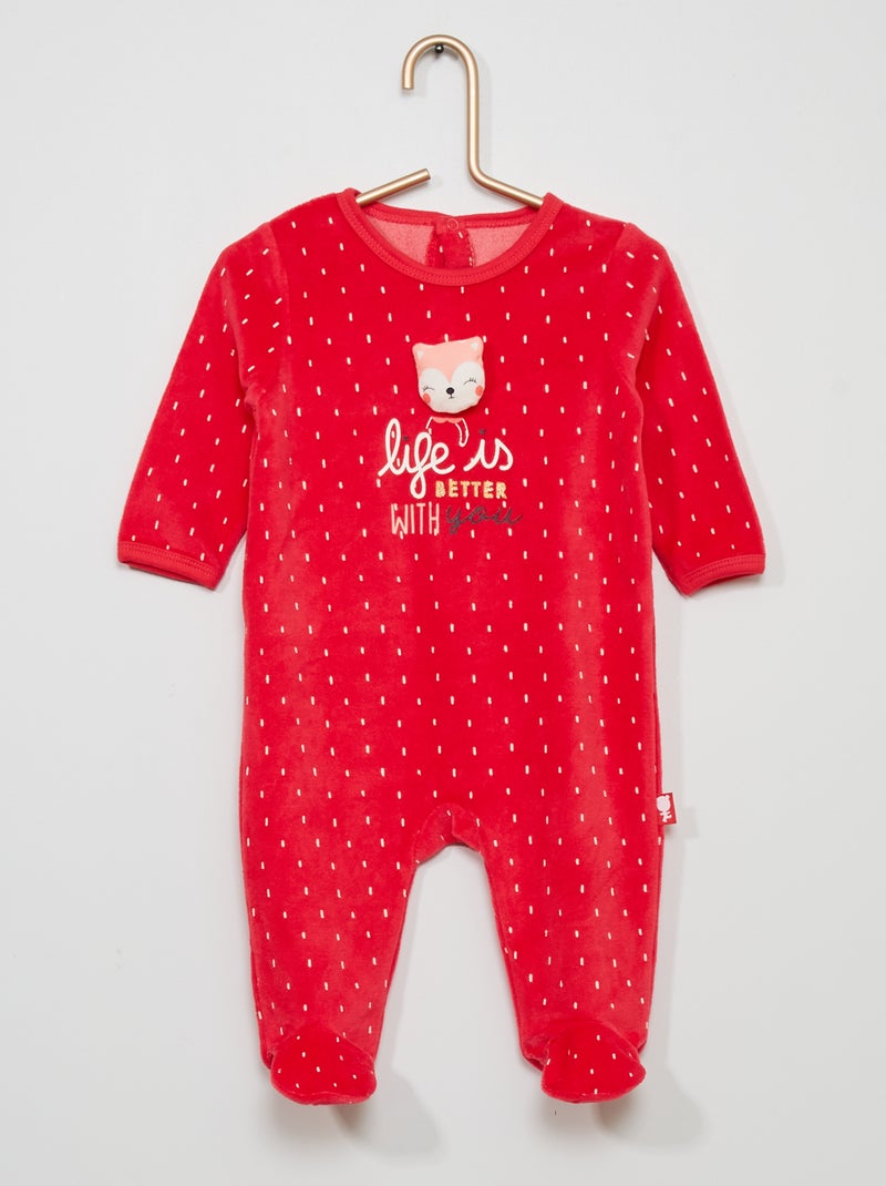 Pyjama en velours 'Petit Béguin' rose - Kiabi