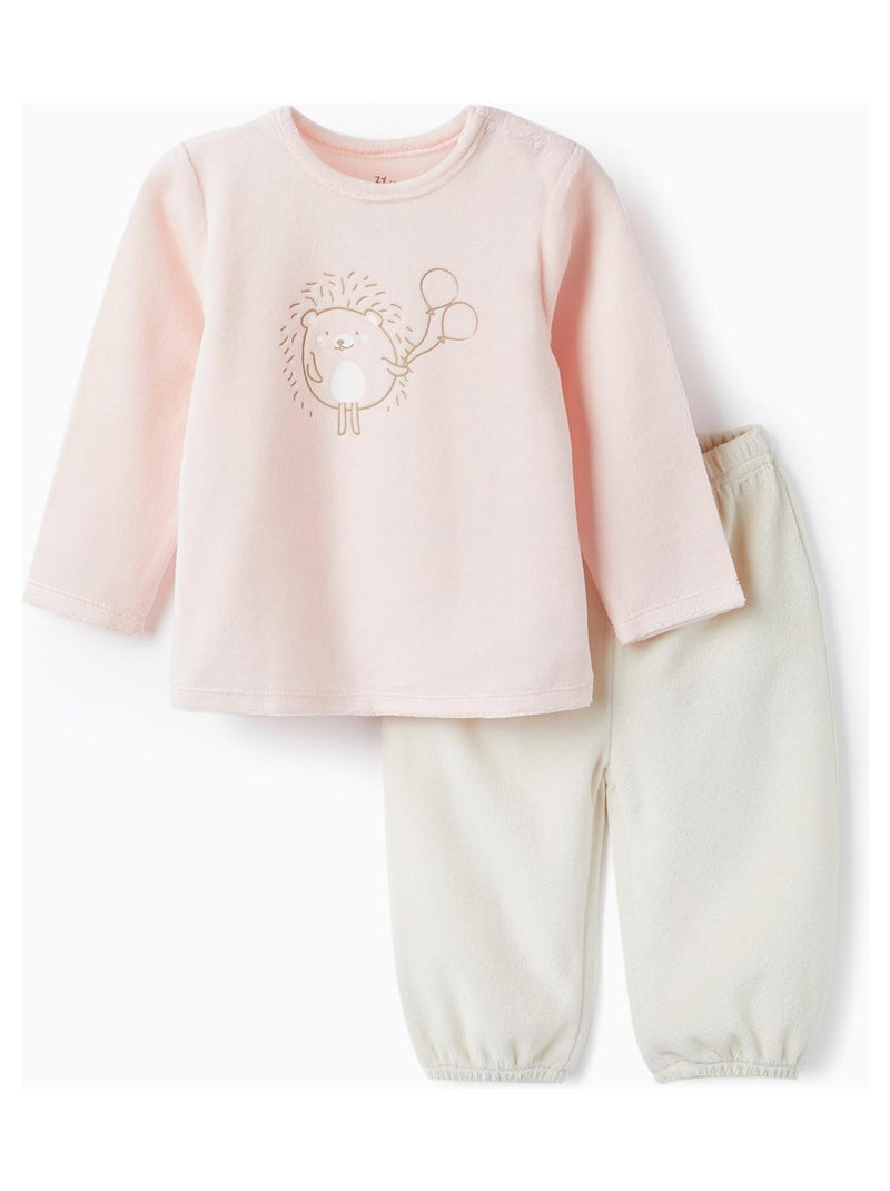 Pyjama en velours pour bébé fille   ESSENTIALS LINE Rose clair - Kiabi