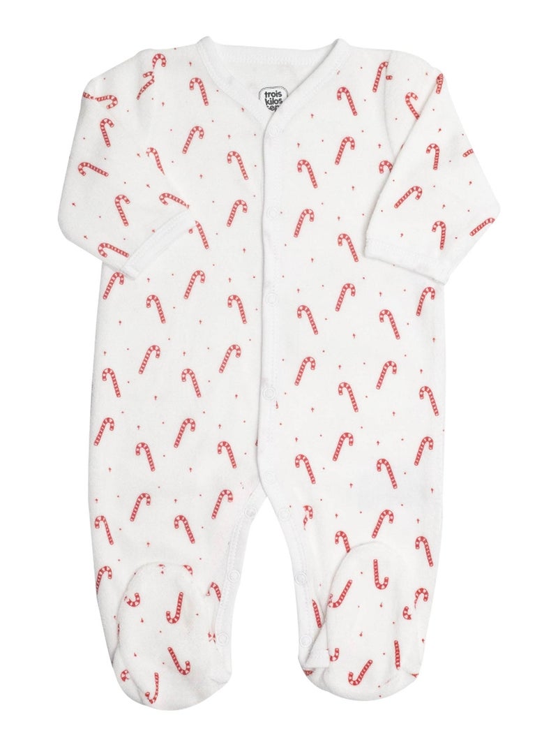Pyjama En Velours Pour Bébé Sucre D'orge Blanc - Kiabi