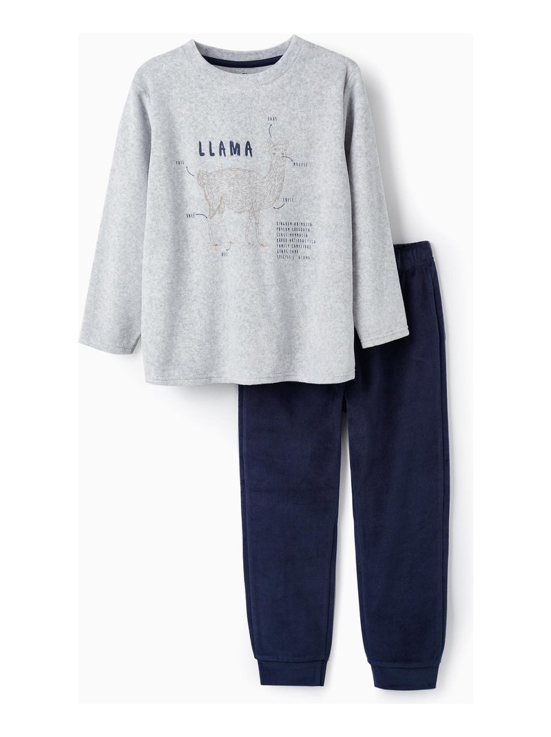 Pyjama en velours pour garçon 'Lama'   DISCOVER PERU Gris clair - Kiabi