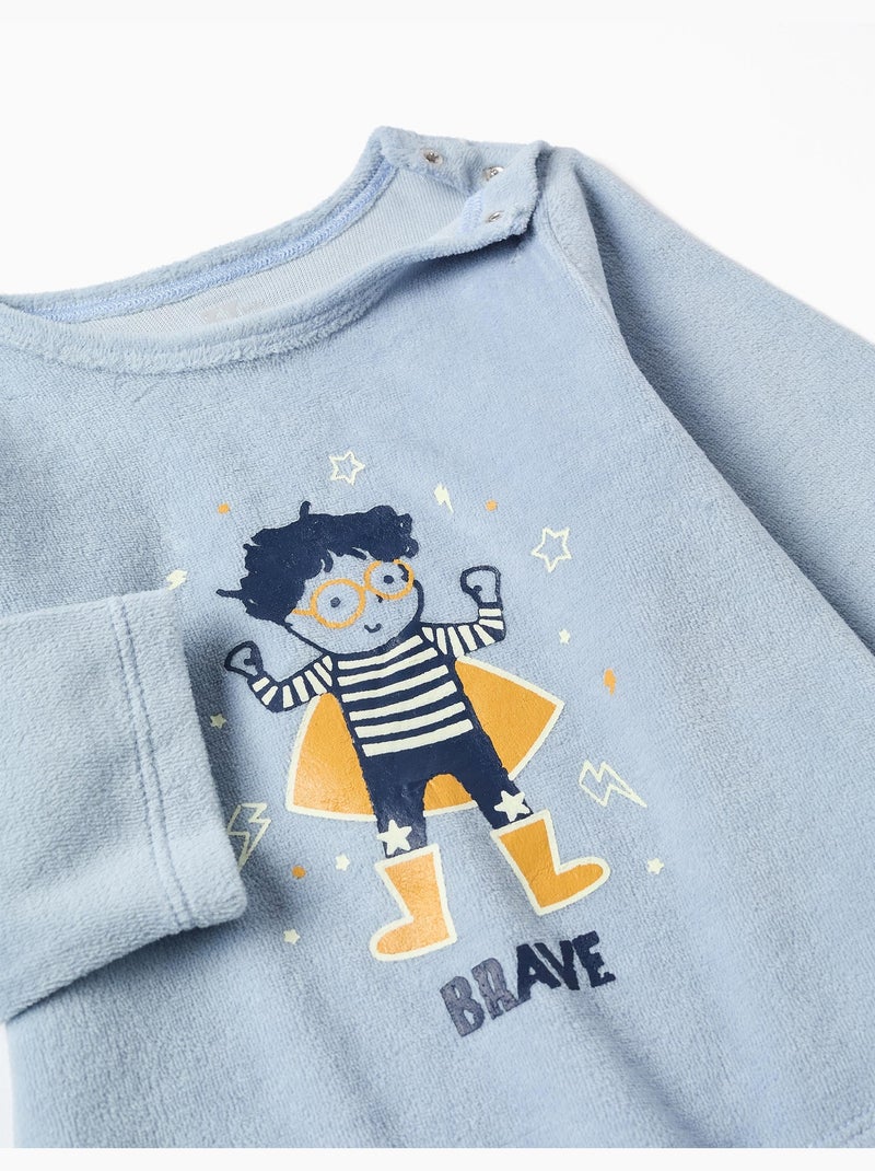 Pyjama en velours qui brille dans le noir Bleu clair - Kiabi
