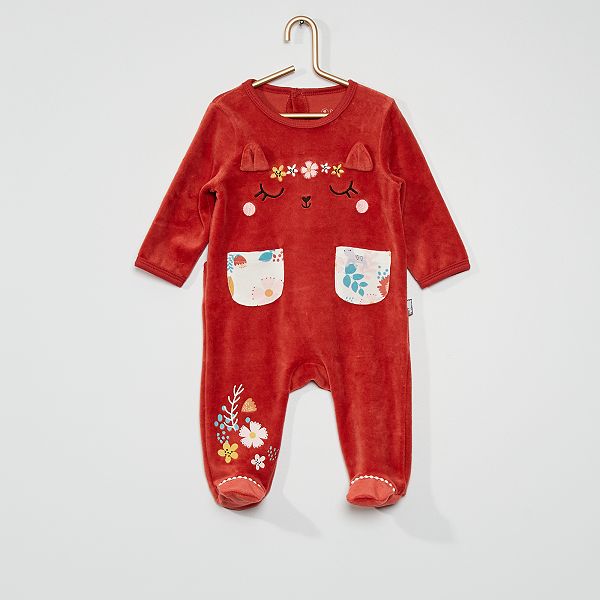 Pyjama En Velours Bebe Fille Rouge Kiabi 15 00