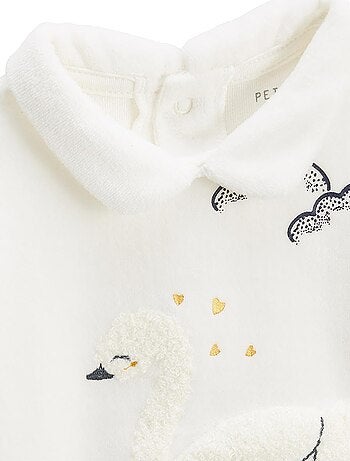 Pyjama enfant 2 pi?ces en velours ? pieds retroussables Swan