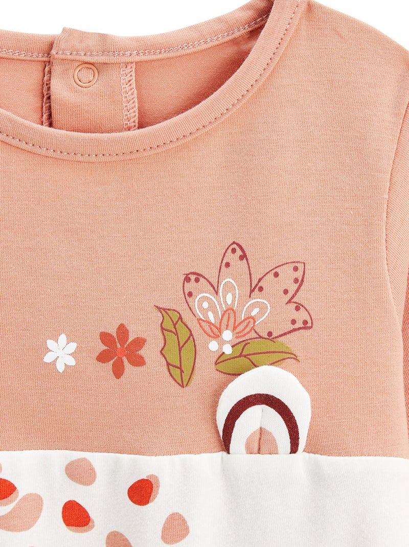 Pyjama enfant 2 pièces à pieds retroussables Mindanao Rose - Kiabi