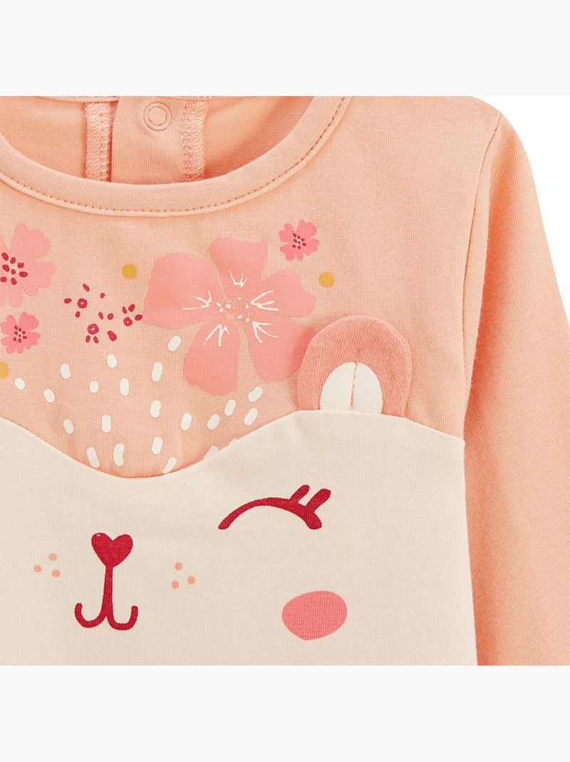 Pyjama enfant 2 pièces à pieds retroussables Santa Giulia Corail - Kiabi