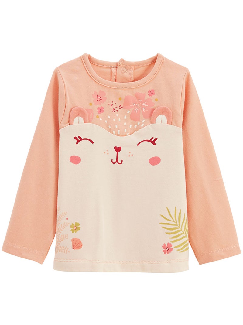 Pyjama enfant 2 pièces à pieds retroussables Santa Giulia Corail - Kiabi