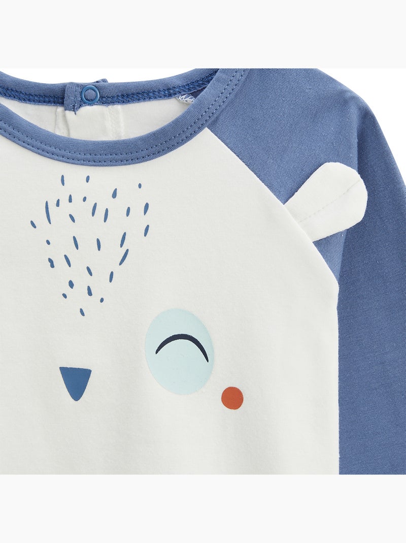 Pyjama enfant 2 pièces avec pieds retroussables Mexico Bleu - Kiabi