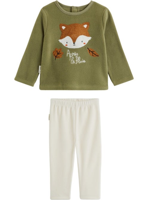 Pyjama enfant 2 pièces en polaire ginkgo - Kiabi
