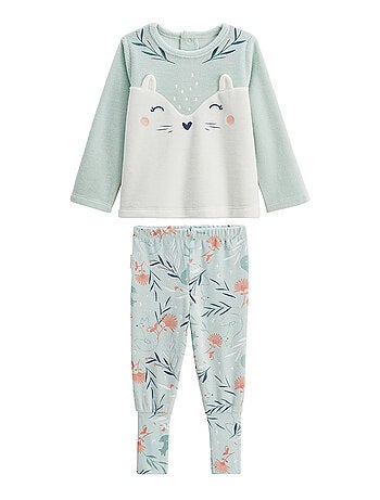 Pyjama enfant 2 pièces en velours à pieds retroussables Dina
