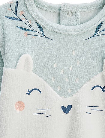 Pyjama enfant 2 pièces en velours à pieds retroussables Dina