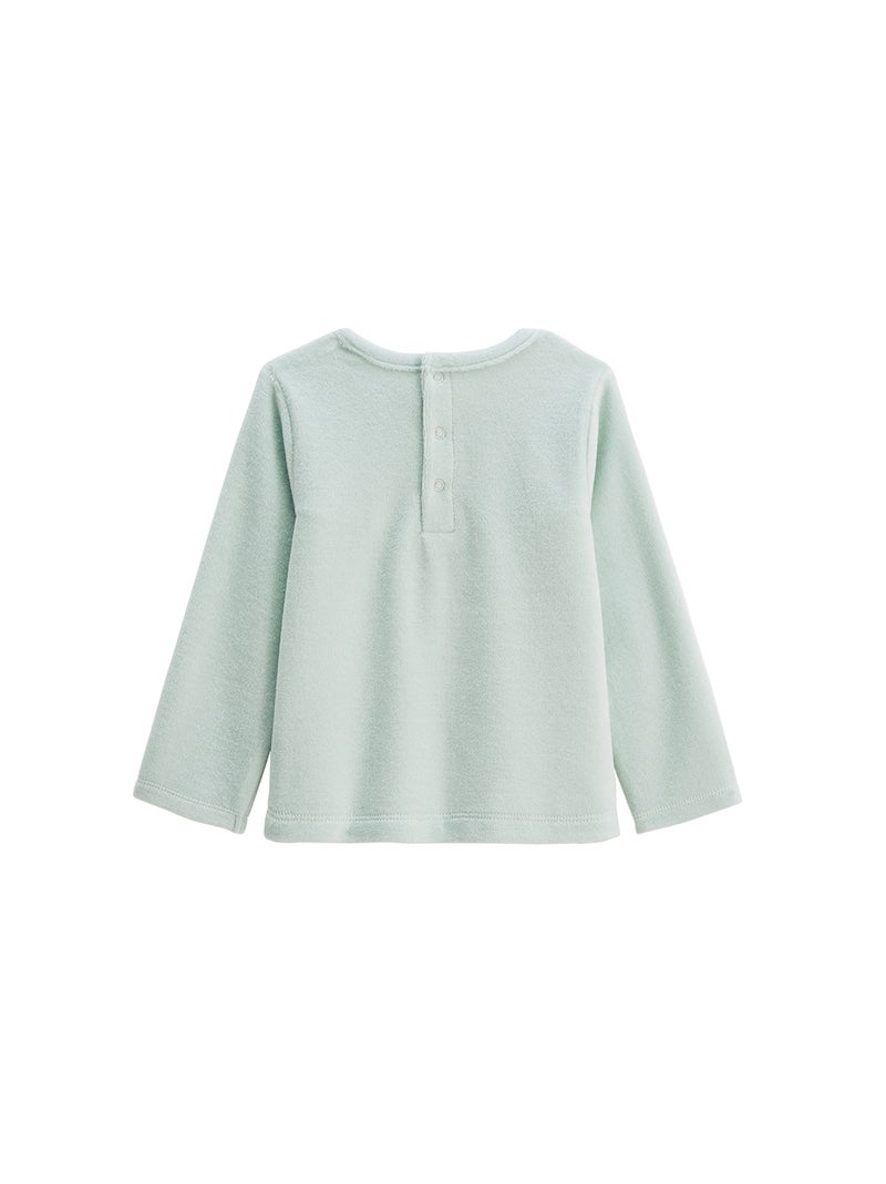 Pyjama enfant 2 pièces en velours à pieds retroussables Dina Bleu - Kiabi