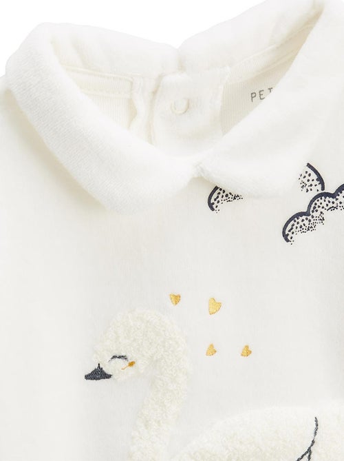 Pyjama enfant 2 pièces en velours à pieds retroussables Swan - Kiabi