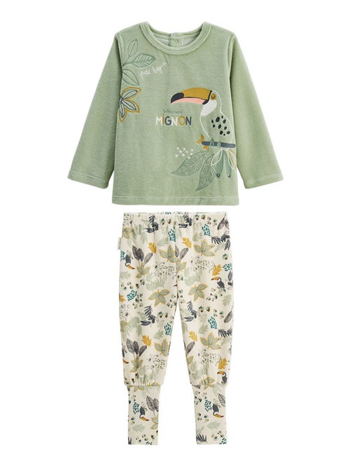 Pyjama enfant 2 pièces en velours avec pieds retroussables Boavista - Kiabi