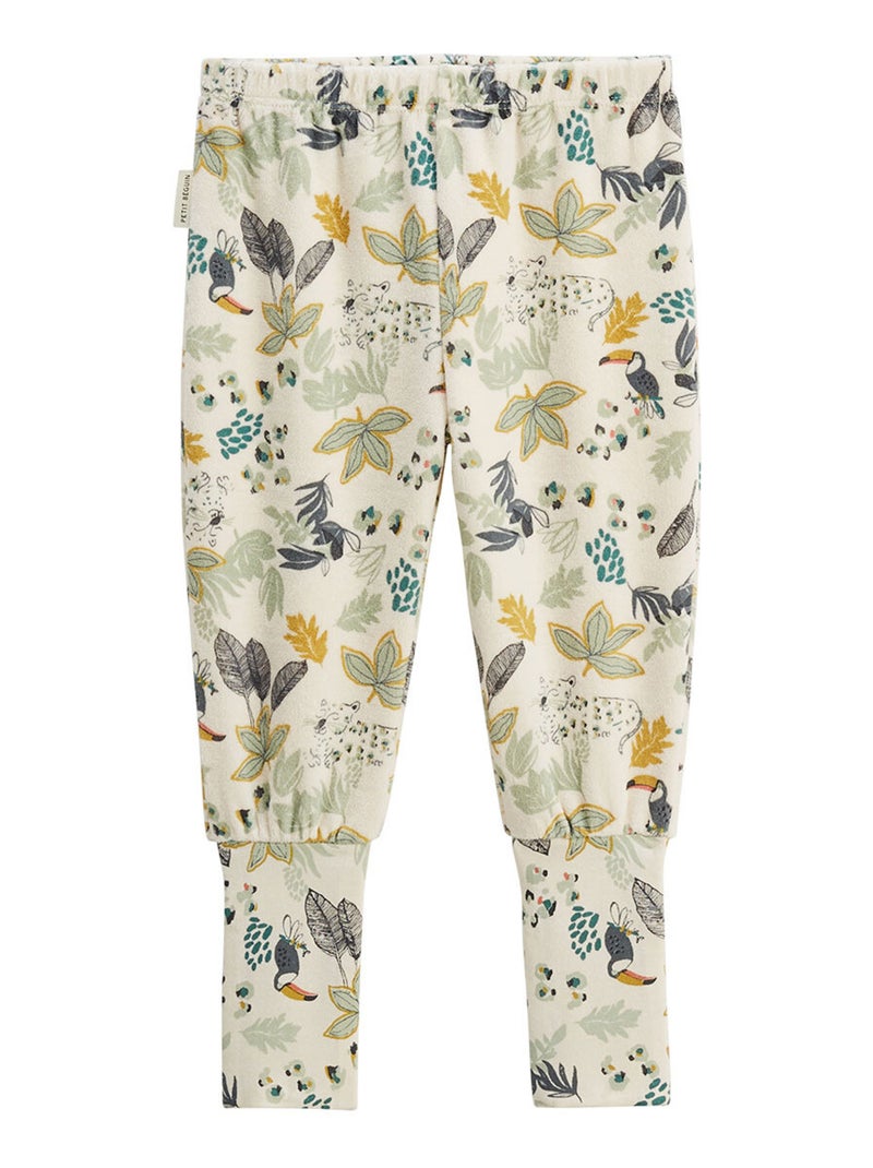 Pyjama enfant 2 pièces en velours avec pieds retroussables Boavista Kaki - Kiabi