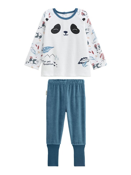 Pyjama enfant 2 pièces en velours avec pieds retroussables Tao - Kiabi