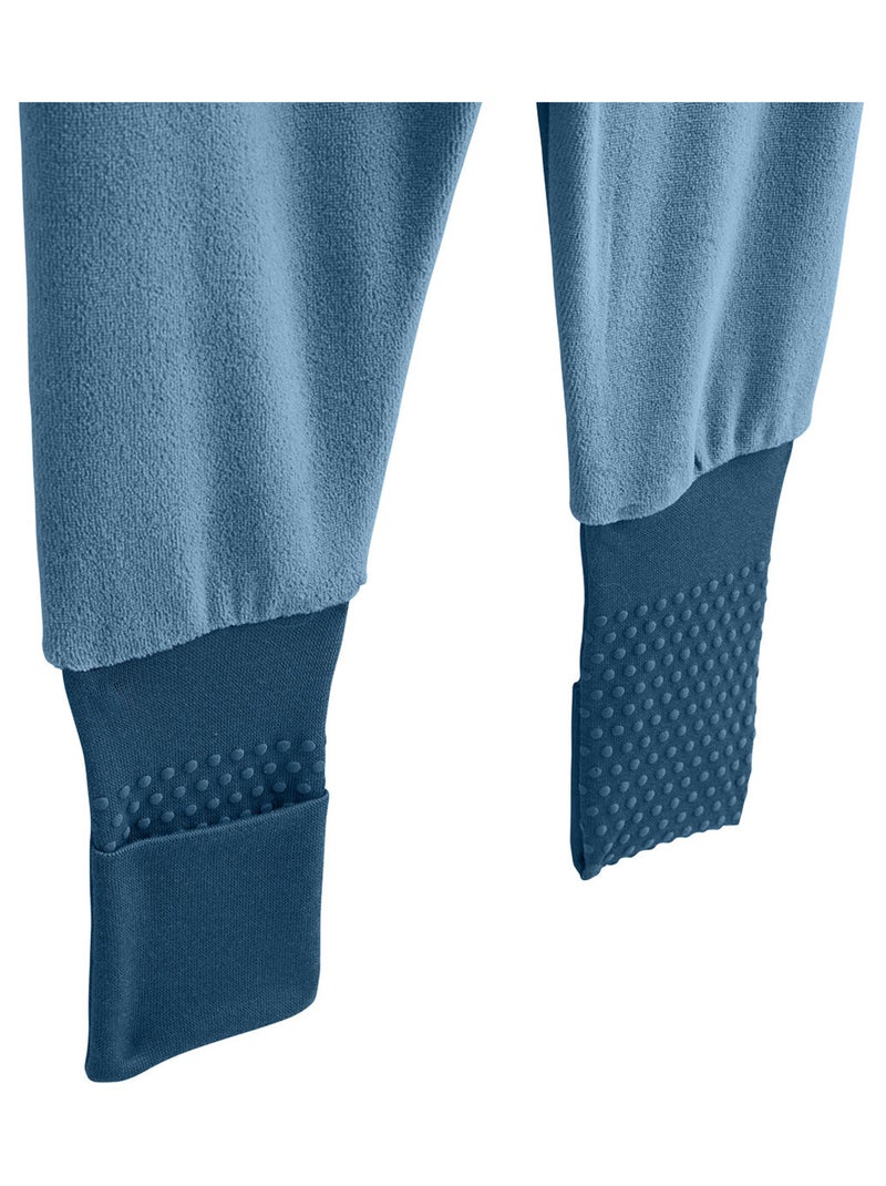 Pyjama enfant 2 pièces en velours avec pieds retroussables Tao Bleu - Kiabi