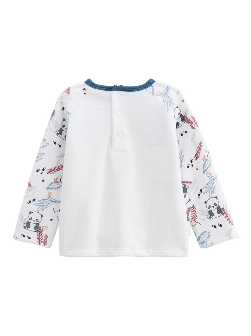 Pyjama enfant 2 pièces en velours avec pieds retroussables Tao Bleu - Kiabi
