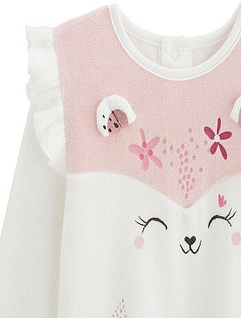 Pyjama enfant 2 pièces en velours écru Louisa
