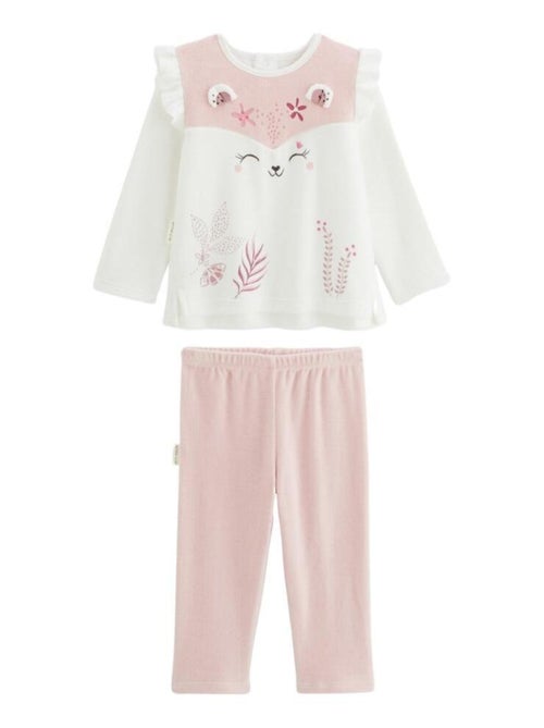 Pyjama enfant 2 pièces en velours écru Louisa - Kiabi