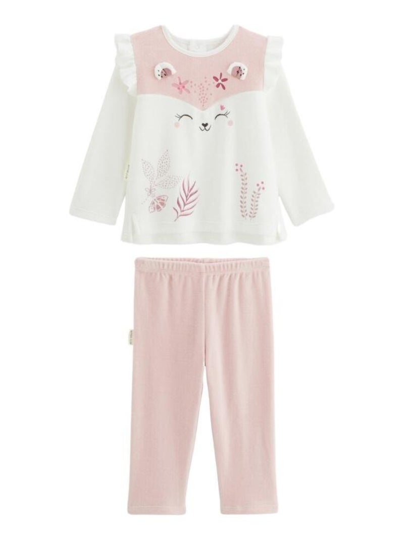 Pyjama enfant 2 pièces en velours écru Louisa Ecru - Kiabi
