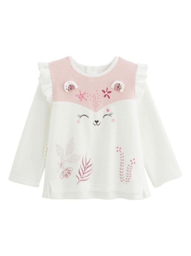 Pyjama enfant 2 pièces en velours écru Louisa Ecru - Kiabi