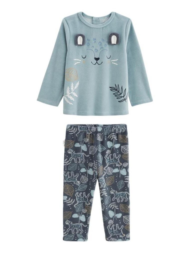 Pyjama enfant 2 pièces en velours Félintrépide Bleu - Kiabi