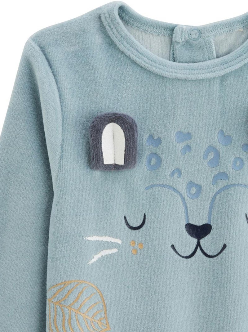 Pyjama enfant 2 pièces en velours Félintrépide Bleu - Kiabi