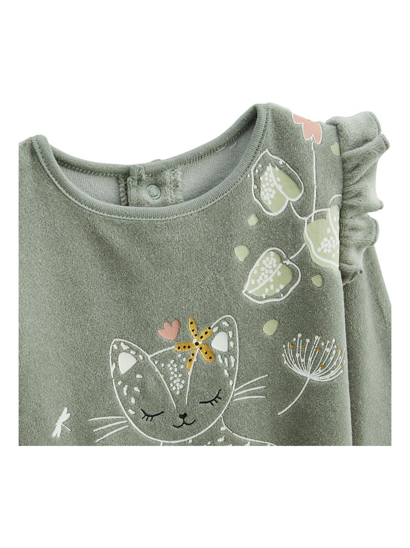 Pyjama enfant 2 pièces en velours Lily Kaki - Kiabi