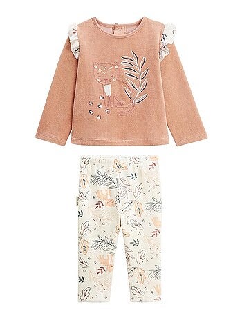 Pyjama enfant 2 pièces en velours Matcha