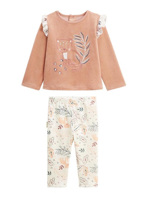 Pyjama enfant 2 pièces en velours Matcha - Kiabi